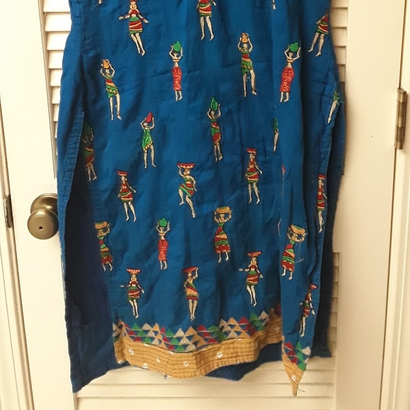 Madhuvan Vintage Indian Boho Blue Printed Dress - Picture 7 of 7